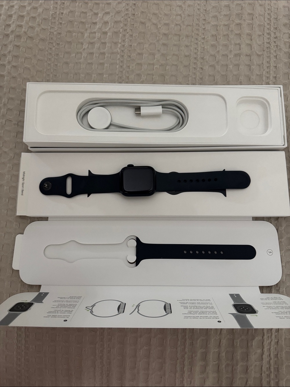 Series 7 - 41MM Apple Watch with Black Silicone Sport Band and Charger
